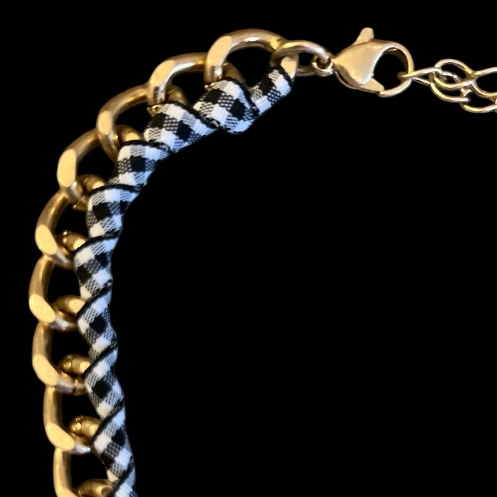 Elegant Kate Spade Gold  and Black&White Fabric Pearl Necklace - Picture 4 of 5